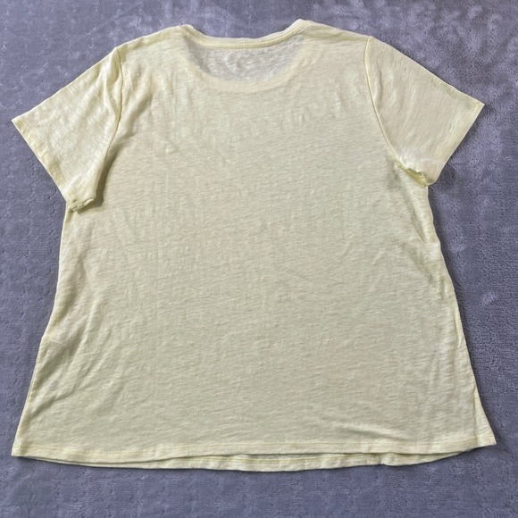 Eileen Fisher T Shirt Top Women Medium Yellow Organic Linen Luxury Preppy Light - Picture 8 of 12